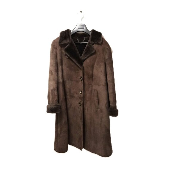 VTG Shearling Coat – Suede Outer, Shearling Collar & Cuffs 2 Pockets Canada - Picture 3 of 8